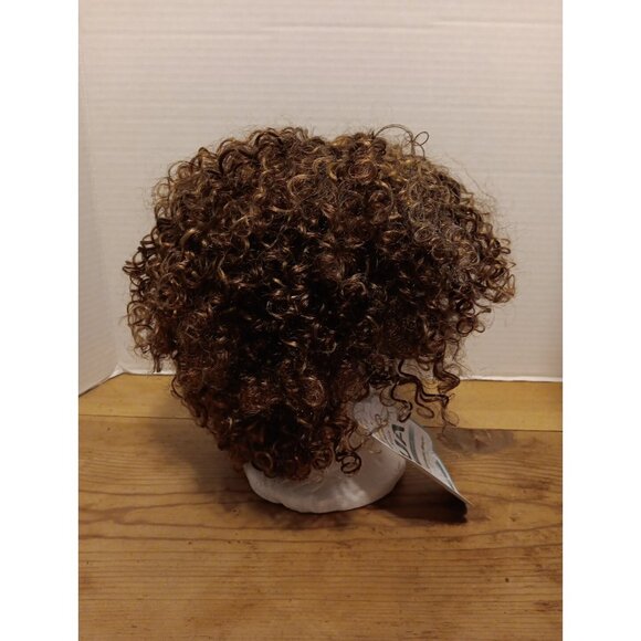 My Style HUA Human Hair Wig Women Brown Frosted Short Curly Premium Glueless NWT - Picture 4 of 9